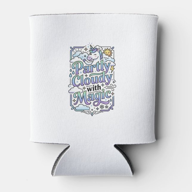 Unicorn Partly Cloudy with Magic Commercial Vector Can Cooler (Front)