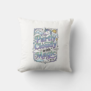 Unicorn Partly Cloudy with Magic Commercial Vector Cushion