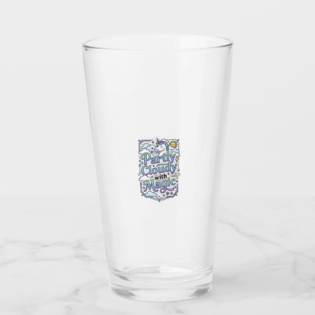 Unicorn Partly Cloudy with Magic Commercial Vector Glass (Front)