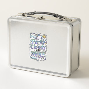 Unicorn Partly Cloudy with Magic Commercial Vector Metal Lunch Box