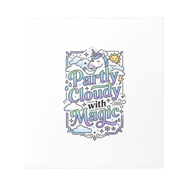 Unicorn Partly Cloudy with Magic Commercial Vector Notepad (Front)