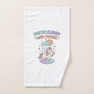 Unicorn Partly Cloudy with Magic Trendy T-Shirt De Hand Towel