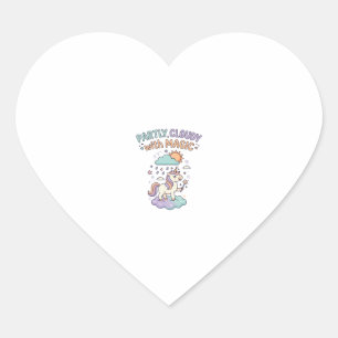 Unicorn Partly Cloudy with Magic Trendy T-Shirt De Heart Sticker