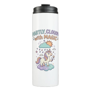 Unicorn Partly Cloudy with Magic Trendy T-Shirt De Thermal Tumbler