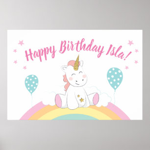 Unicorn party backdrop, unicorn poster
