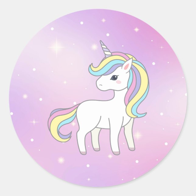 Unicorn Party Collection! Classic Round Sticker (Front)