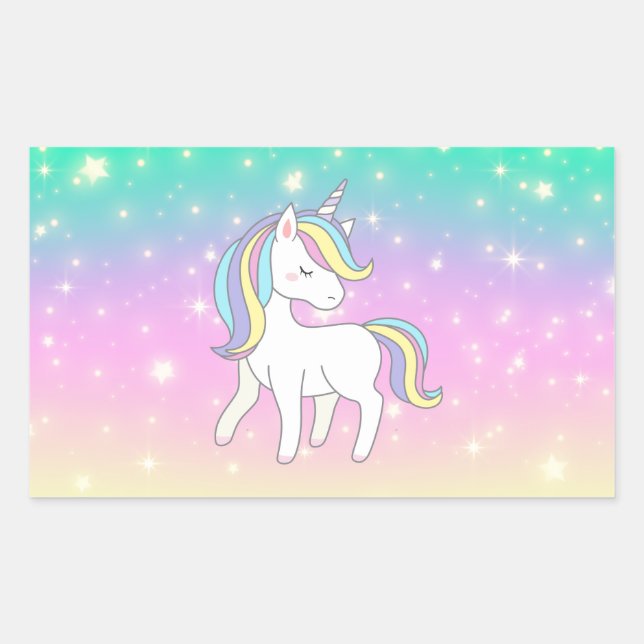 Unicorn Party Collection! Rectangular Sticker (Front)