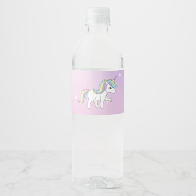 Unicorn Party Collection! Water Bottle Label (Front)