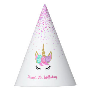 Unicorn party Cute glitter custom name Party Hat