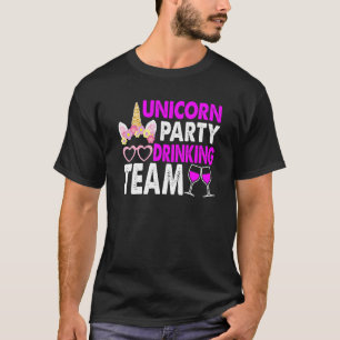 Unicorn Party Drinking Team Wedding Bride And Groo T-Shirt