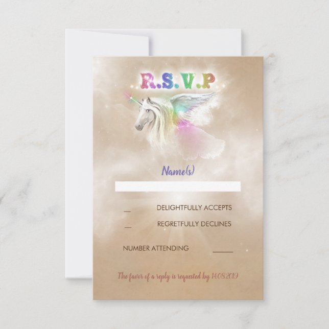 Unicorn Party Enchanted RSVP Cards (Front)