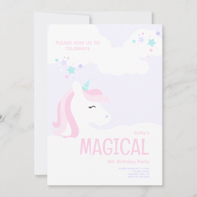 Unicorn Party Invitation (Front)