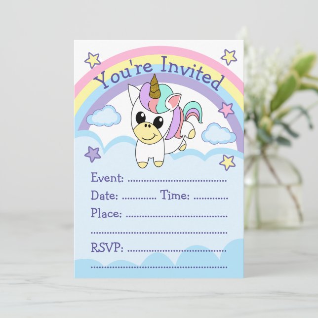 Unicorn Party Invitation (Standing Front)