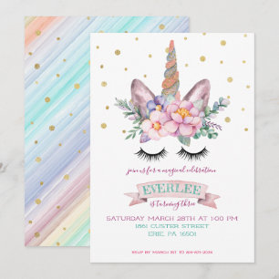 Unicorn Party Invitation   Unicorn Cake