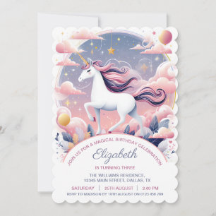  Unicorn Party Invite, Unicorn Birthday Invitation