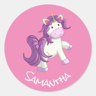 Unicorn Party Pink Classic Round Sticker