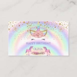 Unicorn party Rainbow 1st Birthday whimsical girl Enclosure Card