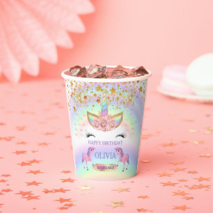  Unicorn party Rainbow 1st Birthday whimsical girl Paper Cups