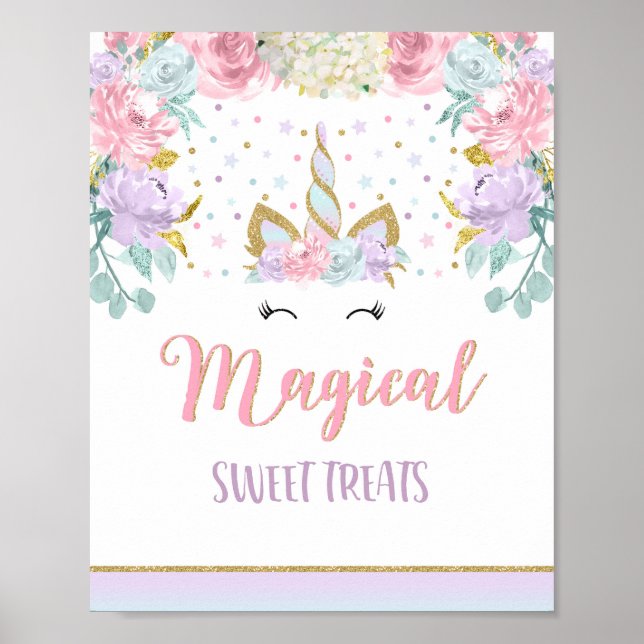Unicorn Party Table Sign Magical Unicorn Poster (Front)