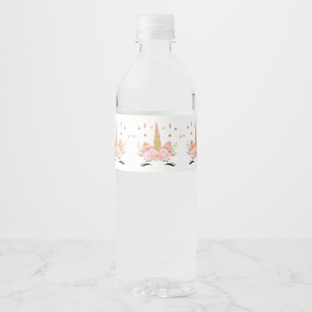 Unicorn Party Water Bottle Label (Front)