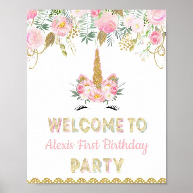 Unicorn Party Welcome Sign (Front)