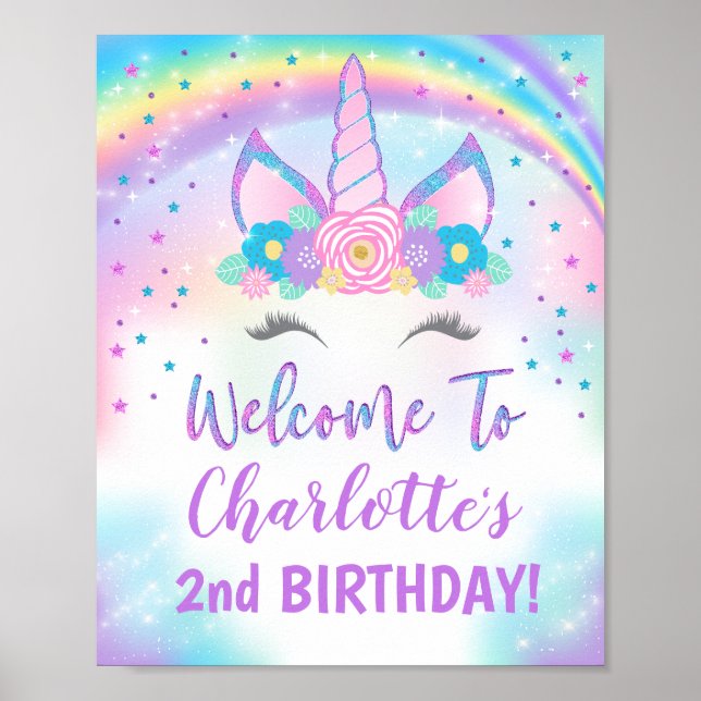 Unicorn Party Welcome Sign Decorations (Front)