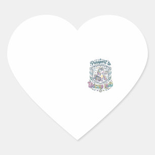 Unicorn Passport to Unicorn Land White Background Heart Sticker