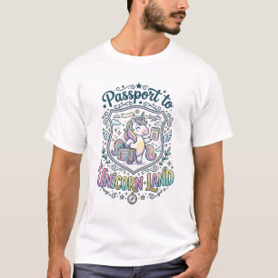 Unicorn Passport to Unicorn Land White Background T-Shirt