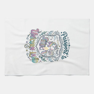 Unicorn Passport to Unicorn Land White Background Tea Towel