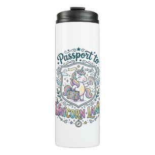 Unicorn Passport to Unicorn Land White Background Thermal Tumbler