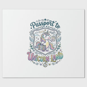 Unicorn Passport to Unicorn Land White Background Wrapping Paper
