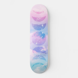Unicorn Pastel Clouds Moon Phases #1 Skateboard