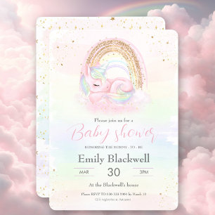 Unicorn Pastel Girl Baby Shower Invitation