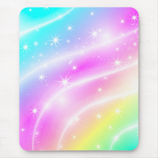 Unicorn Pastel Rainbow Colour  Mouse Pad (Front)