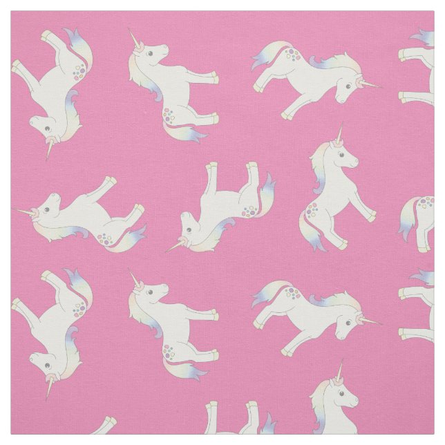 Unicorn Pastel Rainbow Pink Fabric (Swatch)