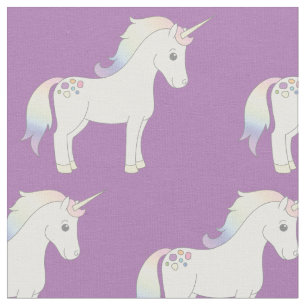 Unicorn Pastel Rainbow Purple Fabric
