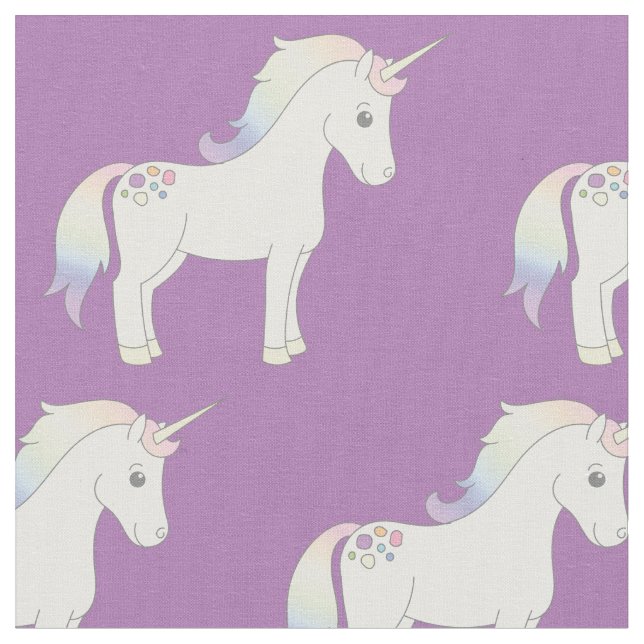 Unicorn Pastel Rainbow Purple Fabric (Close Up)