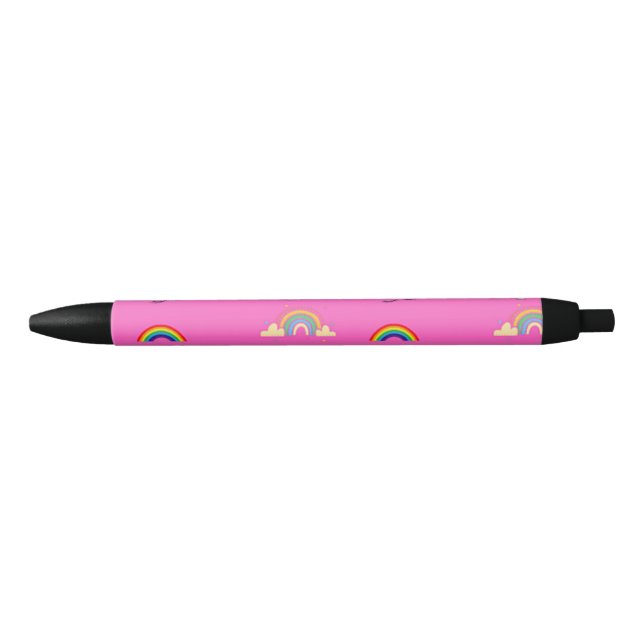 Unicorn pattern on pink black ink pen (Front)