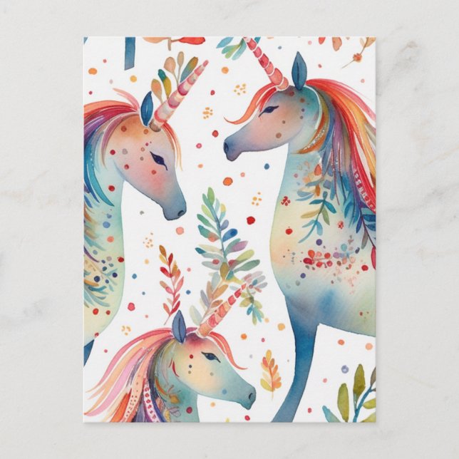 Unicorn Pattern Postcard (Front)