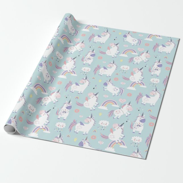 Unicorn Pattern Wrapping Paper (Unrolled)