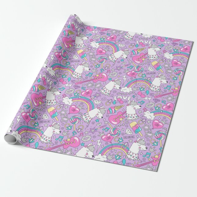 Unicorn Pattern Wrapping Paper (Unrolled)