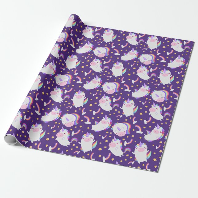 Unicorn Pattern Wrapping Paper (Unrolled)
