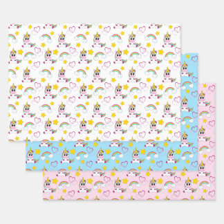 Unicorn pattern wrapping paper sheet