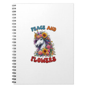 Unicorn Peace And Flowers Floral Flower Crown Tank Notebook
