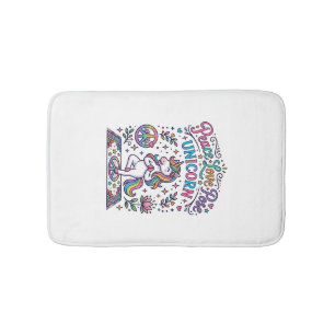 Unicorn Peace Love Pose Unicorn White Background S Bath Mat