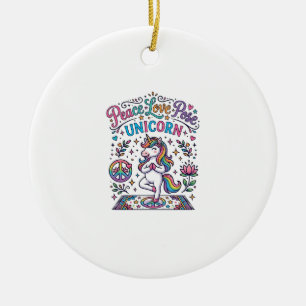 Unicorn Peace Love Pose Unicorn White Background S Ceramic Ornament