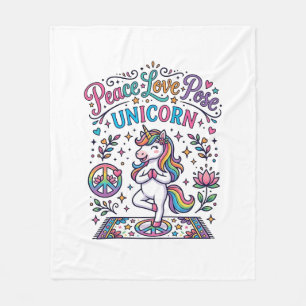 Unicorn Peace Love Pose Unicorn White Background S Fleece Blanket