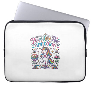 Unicorn Peace Love Pose Unicorn White Background S Laptop Sleeve
