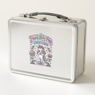 Unicorn Peace Love Pose Unicorn White Background S Metal Lunch Box