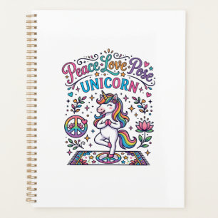Unicorn Peace Love Pose Unicorn White Background S Planner